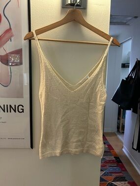 Chloe Cream V-Neck Knit Tank Top